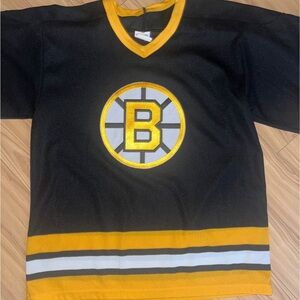 VINTAGE 80s Boston Bruins CCM NHL Jersey Size Medium USA Away Black Bear 70s 80s